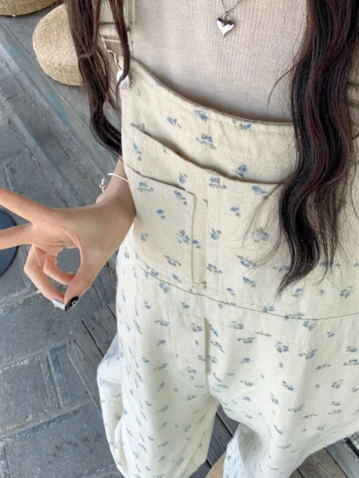 

plus Size Floral Denim Overalls Women's Summer New Fre Casual Anti-Aging Long Pants High Waist Button Closure Jeans