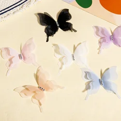 20 Piece 3D Organza Ethereal Butterfly Rhinestone DIY Handmade Craft Embroidery Materials Accessories Decoration 5.2cm x 5cm