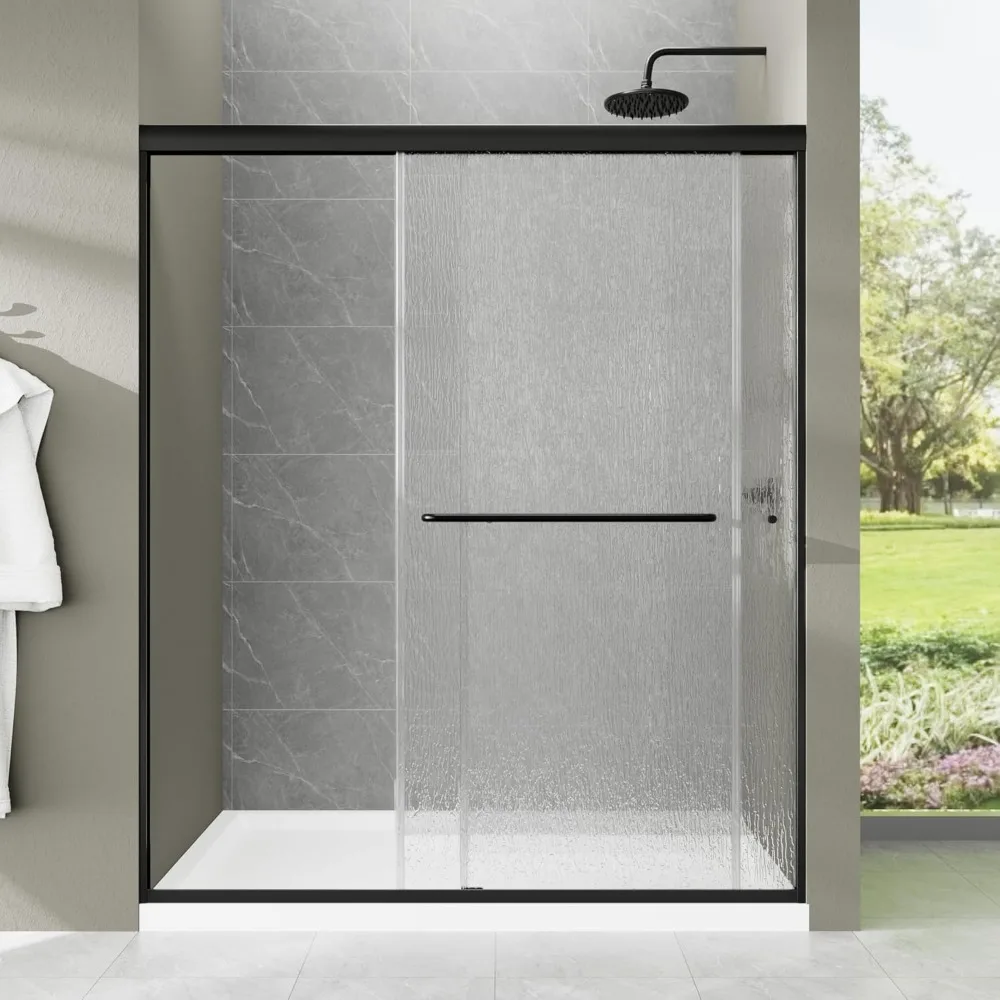 Shower Door, 56-60“ X 70”, Reversible Sliding Glass Door, High Quality 1/4” 6mm SGCC Tempered Glass, Glass Shower Door