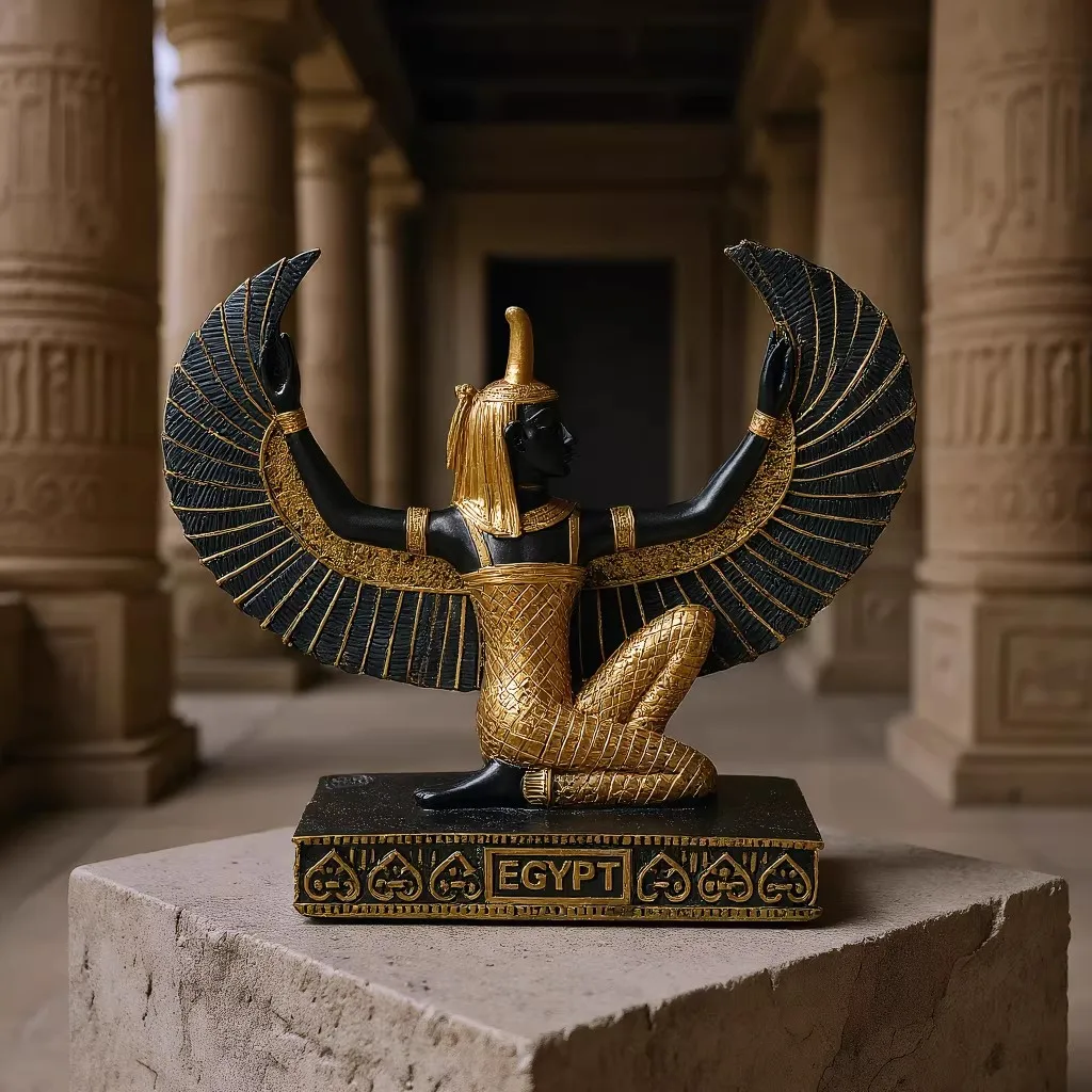 Ancient Egypt Goddess Isis Resin Figurine With Wings Handicraft Travel Souvenir Horus Mother Of Pharaoh Decoration