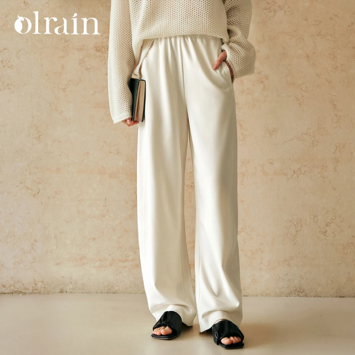 

OLrain Solid Casual Pants For Women 2025 Fashion Loose Fit Full-Length Elastic Waist Pockets Sweat Pants Summer Pants M57CK95896