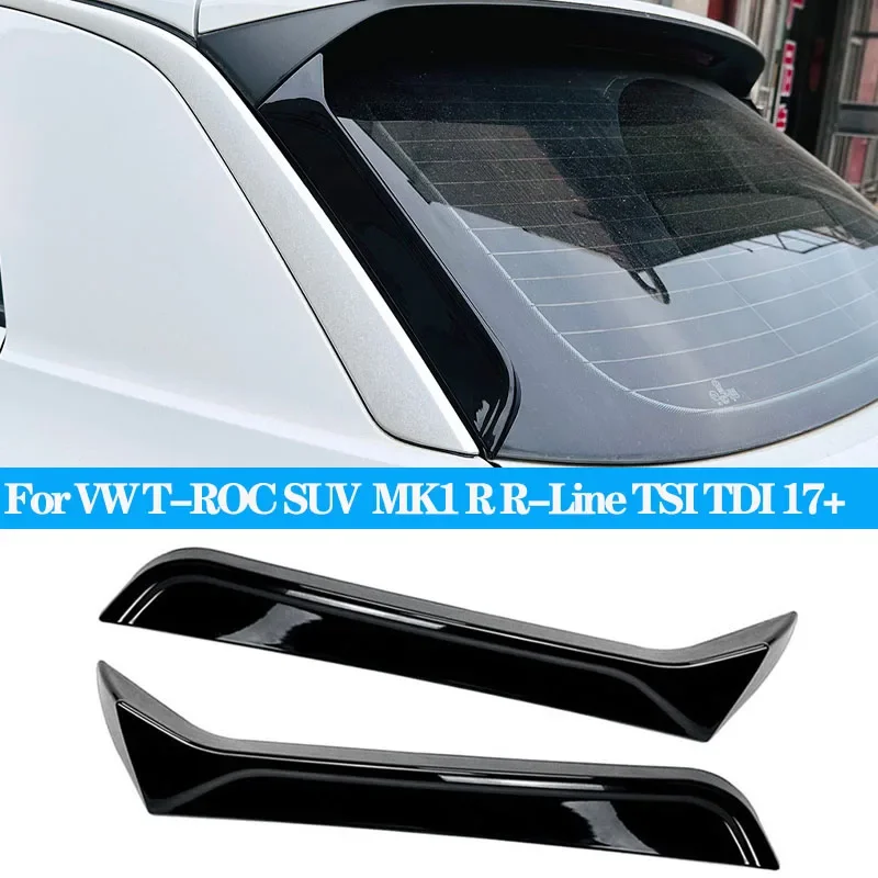 Car Rear Window Side Splitter Trunk Diffuser Canards Spoiler ABS For Volkswagen  VW T-ROC SUV A11 MK1 R R-Line TSI TDI 2017-2023