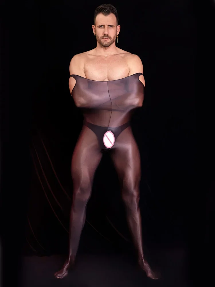 Mono de entrepierna abierta Para hombre, pijama Sexy ultrafino transparente Para adultos, body Porno ajustado y elástico Para Fitness