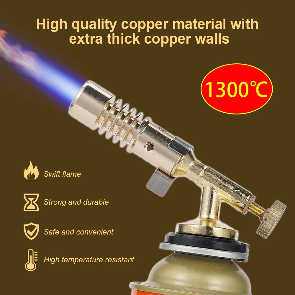 Portable Flame Gun Spray Burner Welding Torch Gas Burner Pure Copper Cooking Barbecue Auto Ignition Gun Kitchen Baking Tool