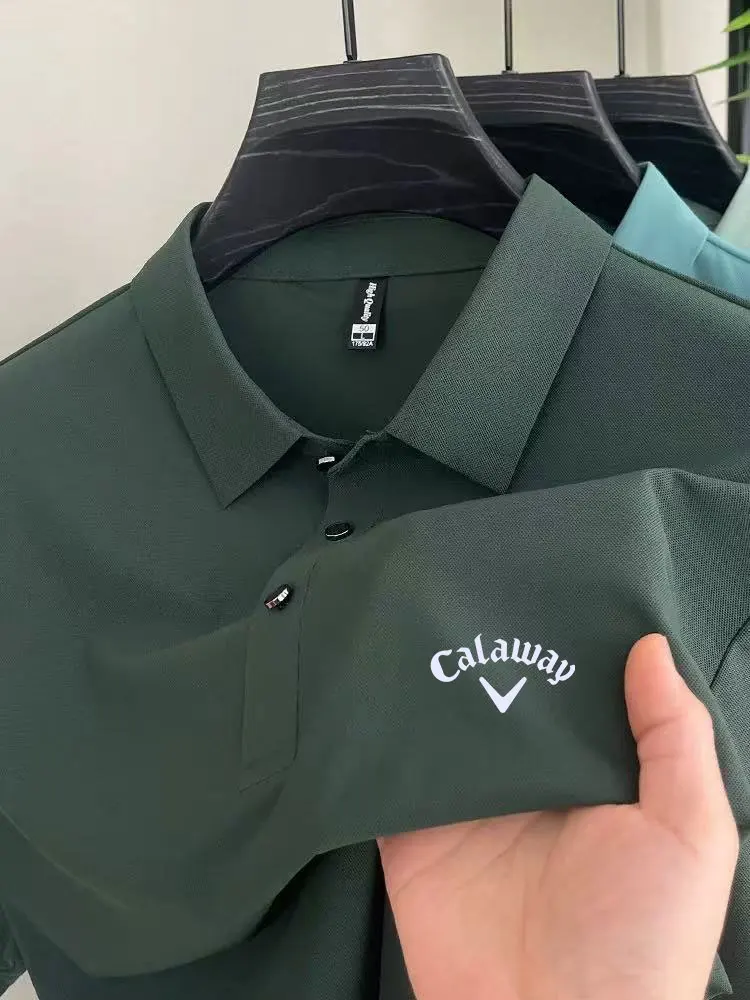 Men's High-End Brand Golf Logo Polo Shirt T-Shirt, Summer Cool and Breathable, Business Casual Outdoor Sports Short-Sleeve Top