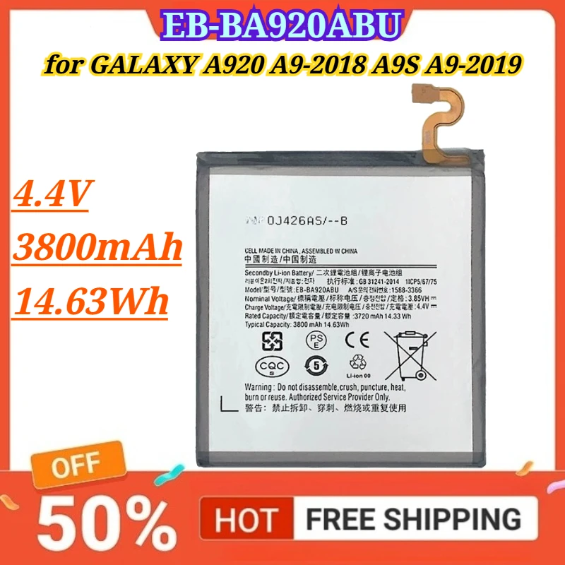 

EB-BA920ABU 4.4V 3800mAh 14.63Wh Battery for GALAXY A920 A9-2018 A9S A9-2019 Mobile Phone Battery