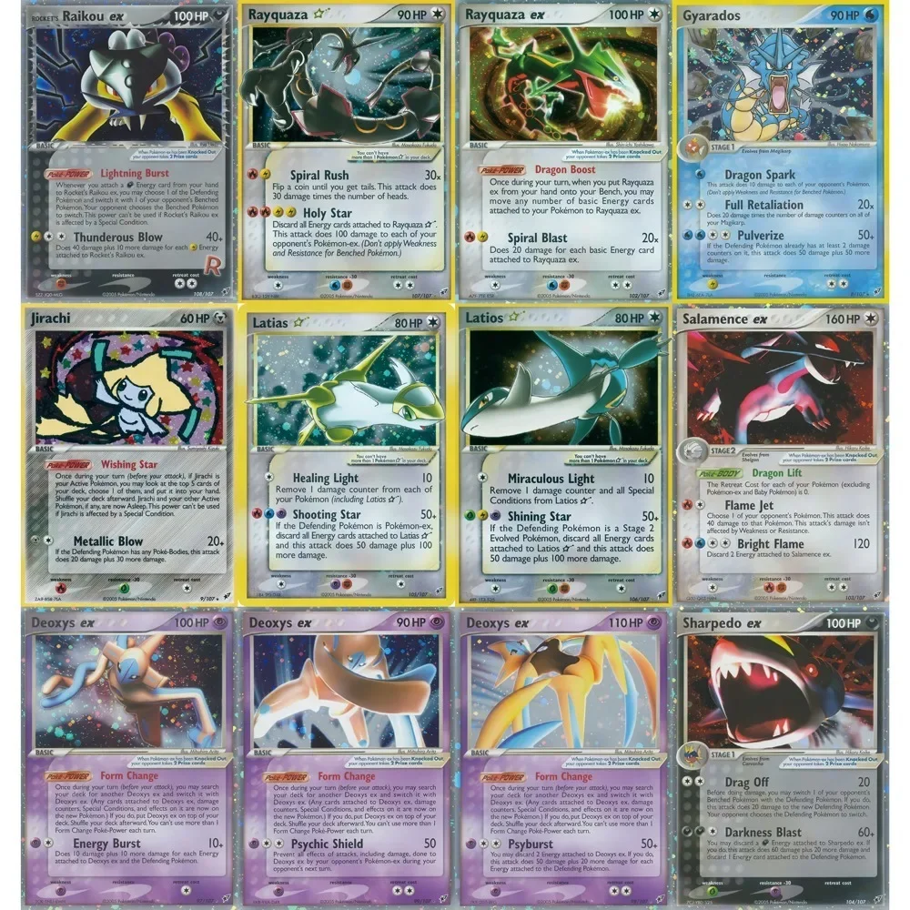 PTCG Cards Deoxys Set EX Holo Rare Cards Latias Latios Rayquaza Deoxys Gyarados Jirachi PTCG Cards Gift Collection PKM DIY
