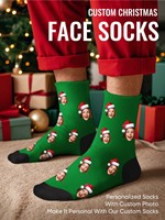 Custom Christmas Face Socks Personalized Photo Socks Customizable Funny Socks with Your Picture Two Sizes Available
