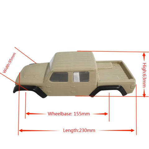 1/24 Skala JW Lexan PC Vit MINI Kaross PC kaross Beige Kaross för Axial SCX24 Jeep Wrangler 2019 Jeep 8 best sales axiella scx24-kroppar - №5