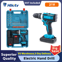Hikity Cordless Impact Drill Driver Electric Screwdriver Set 25+3 Speed Drills Impact 3 Functions Rotary Hammer With 2 batteries