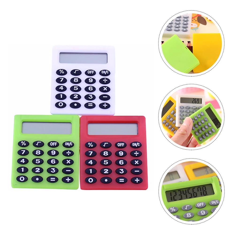

3 pcs Pocket Size Electronic Caculator Arithmetic Calculator Plastic Counter Portable Students Exam Calculator Accounting Mini