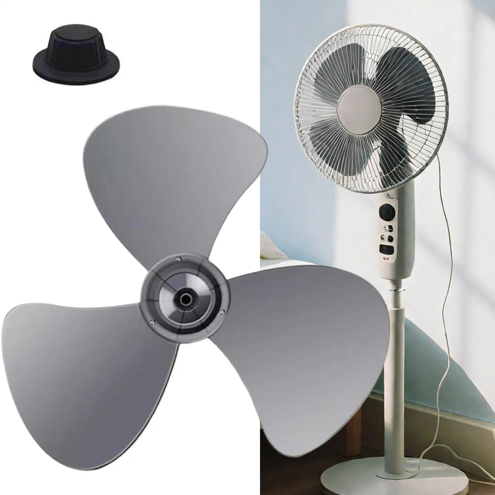 

16Inch 3 Leaves Plastic Fan Blade Electric Fan Accessories Household Standing Pedestal Fan Blade Table Fanner With Nut Cover