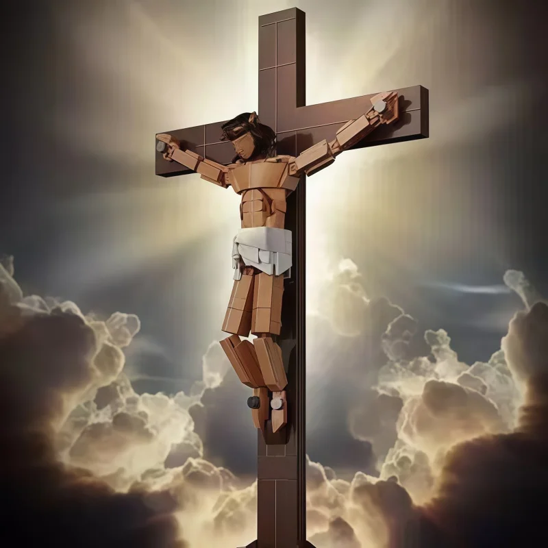 

Creative Religious Building Blocks, Jesus on Cross MOC Model, Christian Faith Decor, DIY Assembly Bricks Kit, Collectible Gift f