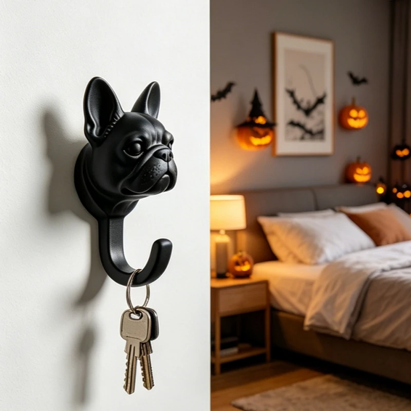 2/1 Random Color Pack French Bulldog-Shaped Wall Hooks, Easy to Install, Suitable for Towels, Keys, Hats, and Pet Leashes - a Must-Have for Home Organization, Perfect for Halloween, Christmas, and New Year Decorations