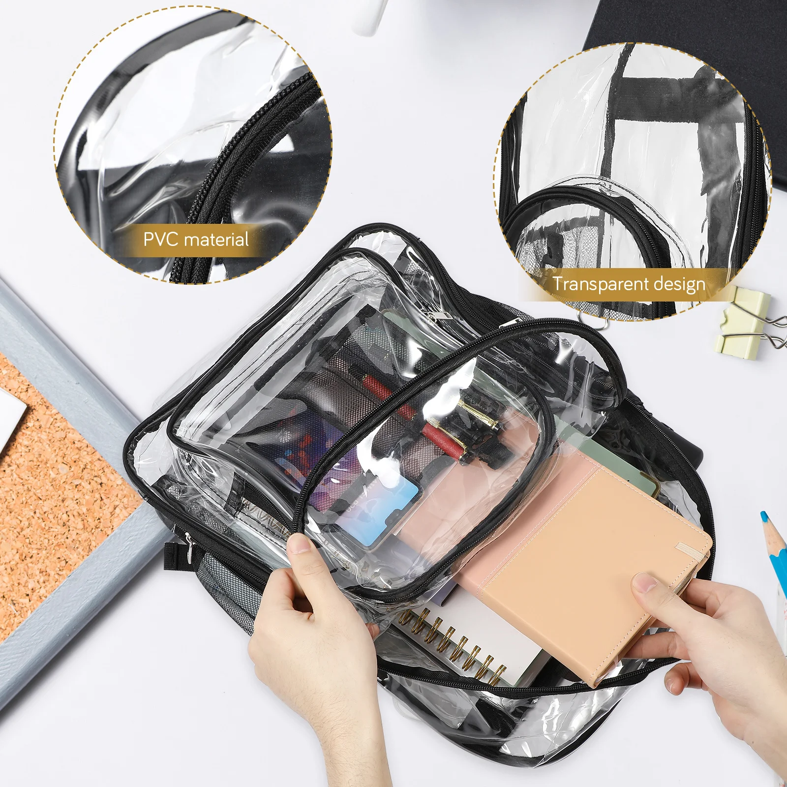 Ecofriendly Clear Backpack Large Capacity See Through Bookbag Strong Wearresistant PVC Comfortable Shoulder Straps School