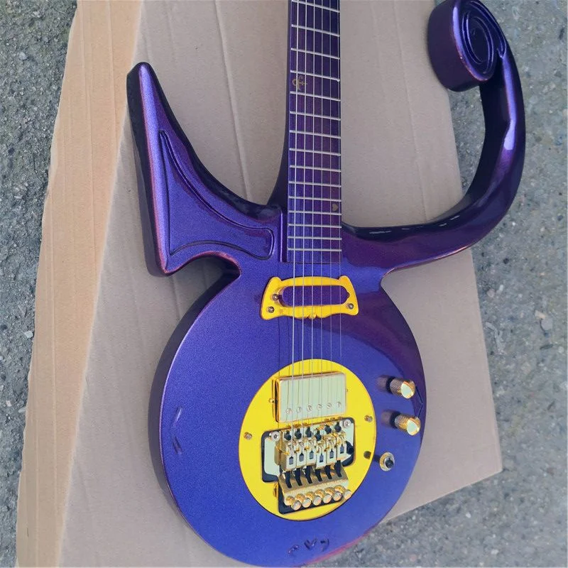 Alien 6-String Electric Guitar with Vibrato Bridge Gold Accessories Unique Design Solid Body Guitar for Advanced Players