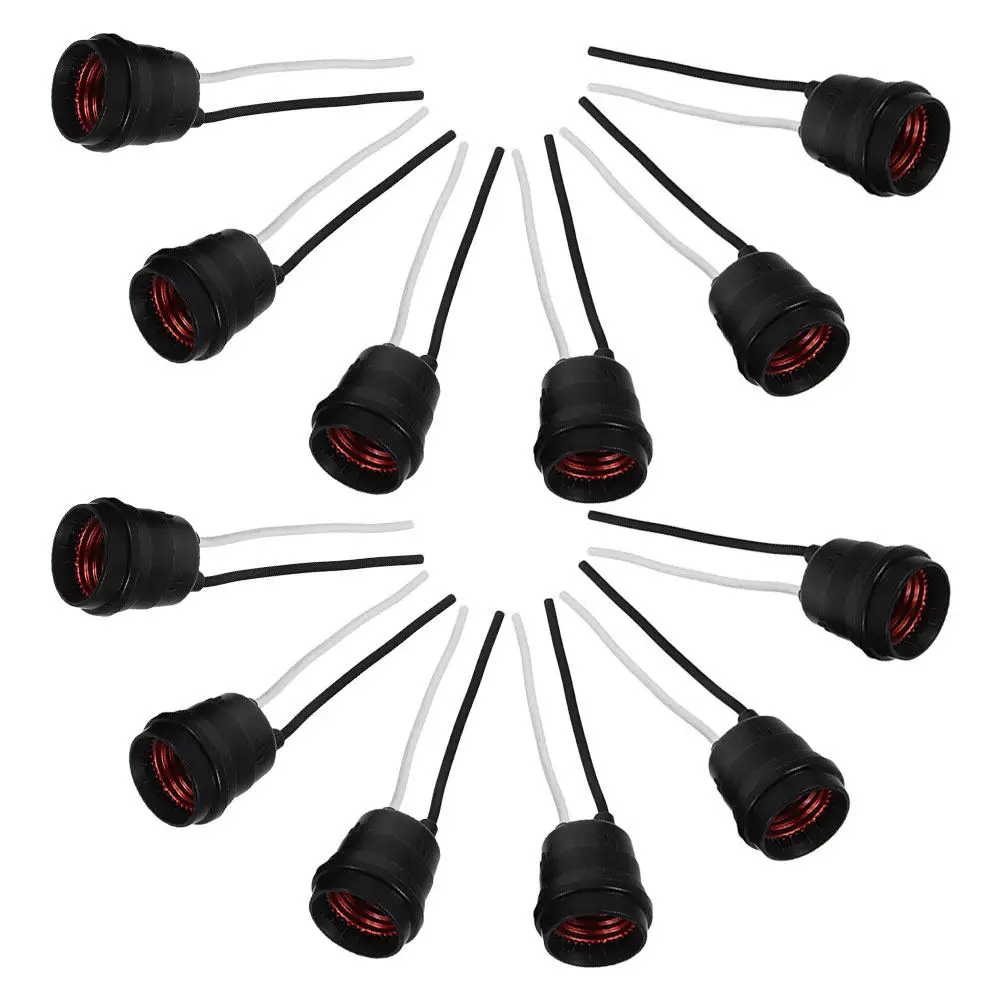

12Pcs Black E27 Lamp Holder Waterproof Light Socket with Integrated Cord for Outdoor Kitchen Garage Pendant DIY Lighting Use