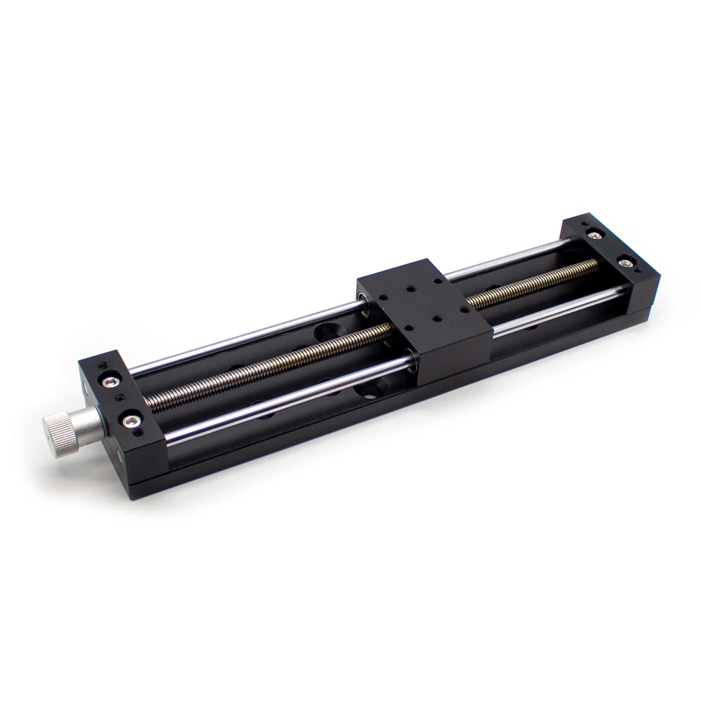 40x60MM Mini Precision Guide Slide X-Axis Manual Slide 200MM Long Stroke Micro Adjustable Screw Slide Table with Base Plate