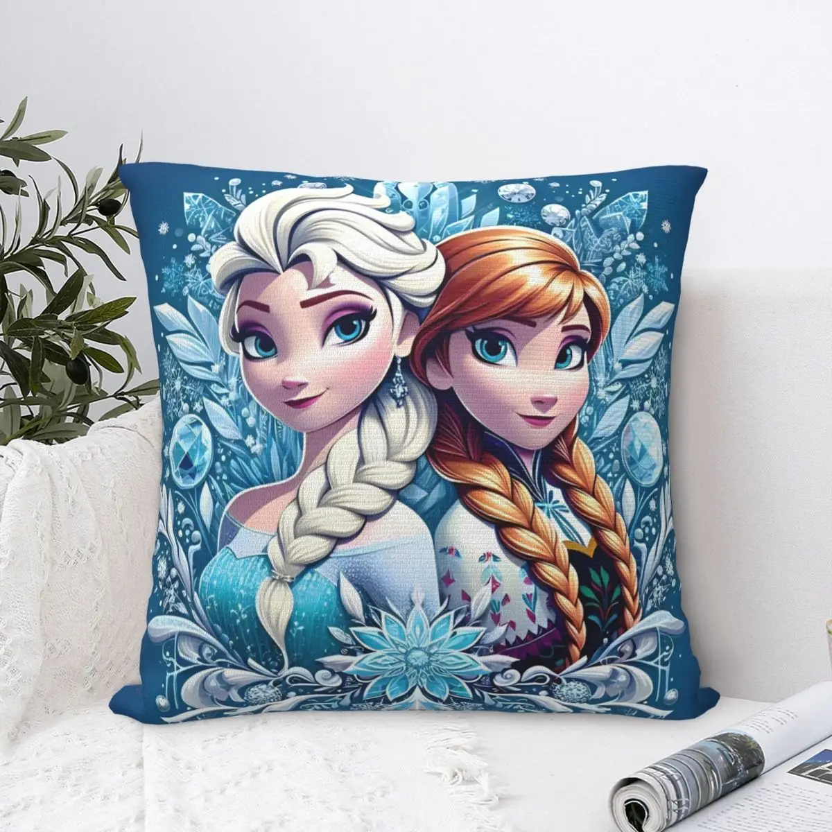 

Elsa And Anna Frozen Princesses Pillow Covers Polyester Sofa Cushion Case Creative Home Decoration Pillow Cover 45*45