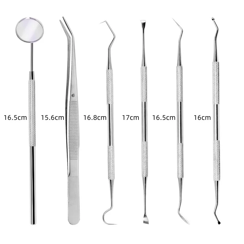 6 قطعة/المجموعة الفولاذ المقاوم للصدأ أدوات فحص الأسنان عدة تنظيف الفم العناية بالأسنان عدة أدوات تنظيف الأسنان الجراحية