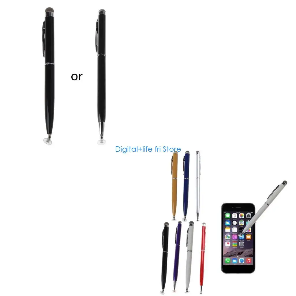 E06D Universal 2 in 1 Micro-Fiber Mini Metal Tip Capacitance Pen Screen for Touch Pen for Pad Mobile Phones Tab