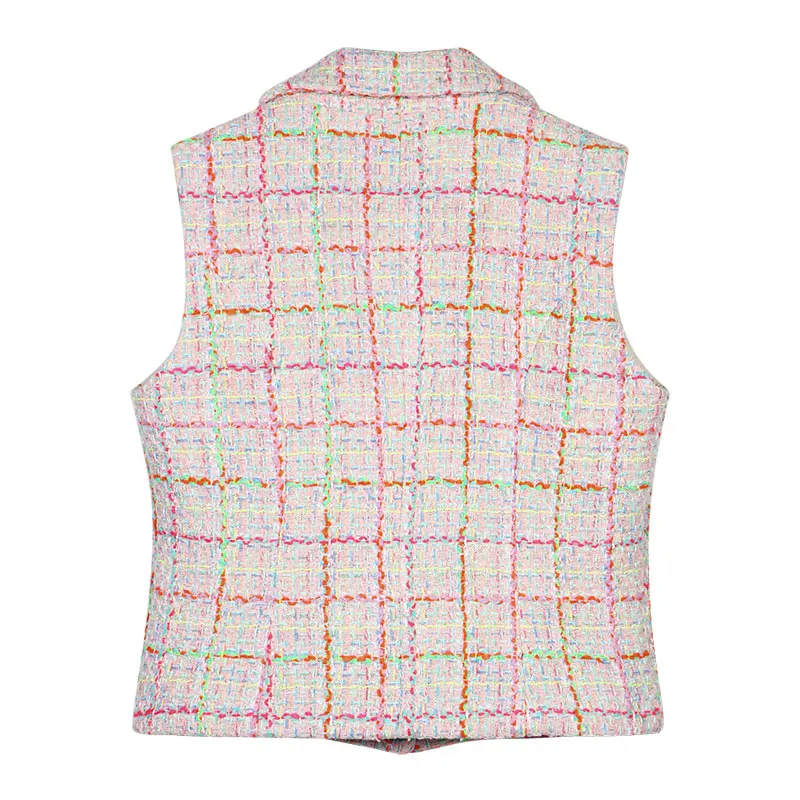 2025 fashionable and elegant lapel light luxury socialite style high-end temperament design sleeveless tweed vest vest