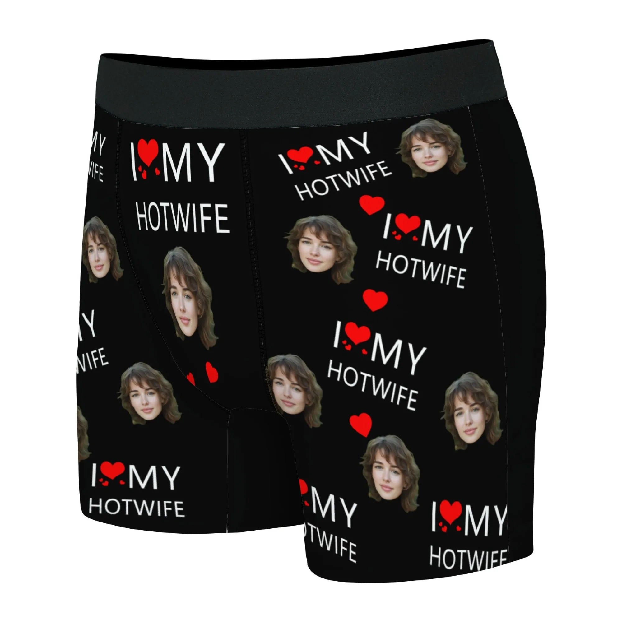 مضحك "My Amazing Hotwife" مخصص الوجه سراويل داخلية للرجال أسود أحمر القلب "I Love My HOTWIFE" هدية الذكرى السنوية الحلوة للزوج