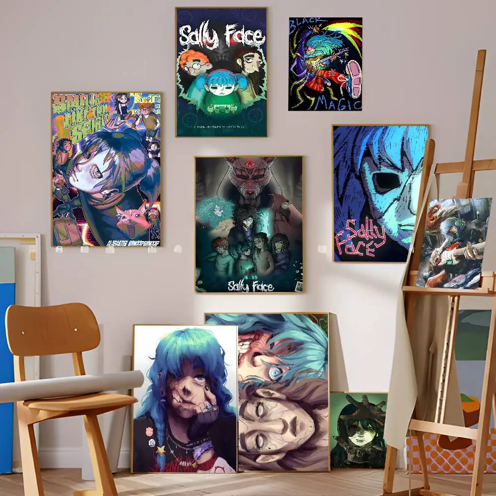 Game S-Sally F-Face Anime Posters Sticky Whitepaper Prints Posters Artwork Kawaii Room Decor
