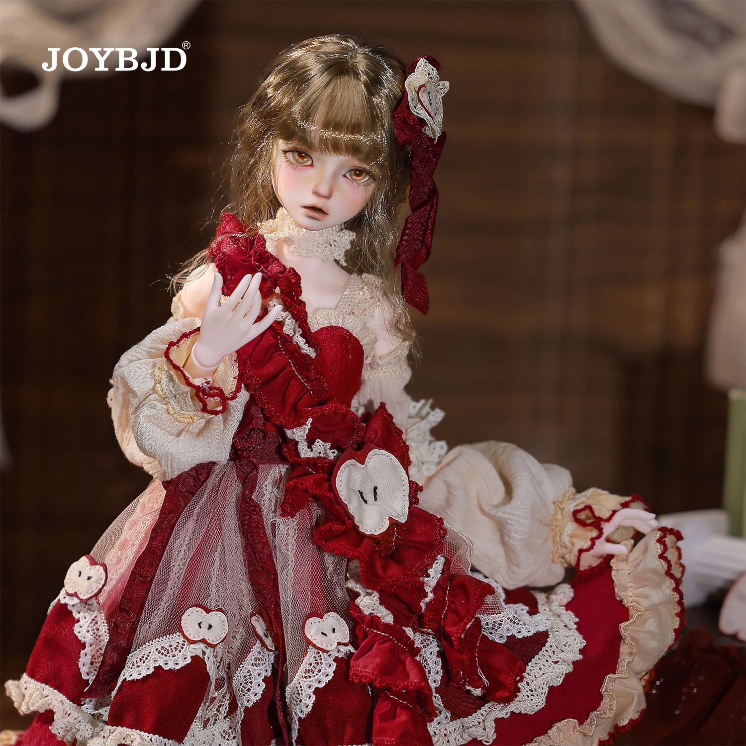Joybjd 1/4 Isabella Fullset C BJD Doll with Muxi Body Fantasy Flower Fairy Under The Apple Tree with Red Exquisite Puff Sleeves