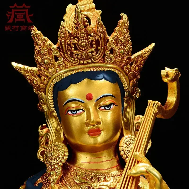 C666 Exquisite Copper gilt Hand-carving Sarasvati buddha statue sculpture Large size 29cm,21cm,15cm