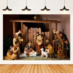 1.5 * 1M vinyl Nativity stable background fabric Christmas party home interior and exterior decoration