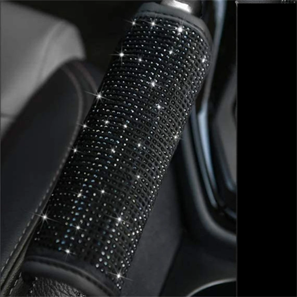 Crystal Car Gear Shift Collar Cover Hand Brake Cover Car Seat Safety Belt Cover Bling Rhinestones Auto Interior Accessories