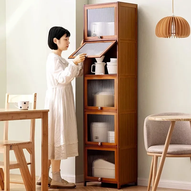 Small Modern Dining Sideboard Cabinet for Apartment Kitchen Storage Wall Mounted Narrow Crevice Cabinet Space Saving Multi