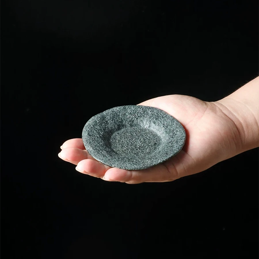 Naturstein-Teetassenuntersetzer Wabi Sabi aus massivem Blaustein, handgeschnitzt, vielseitig einsetzbar, Kung-Fu-Tee-Zubehör, Zen-Öko-Tischdeko – Detail 6
