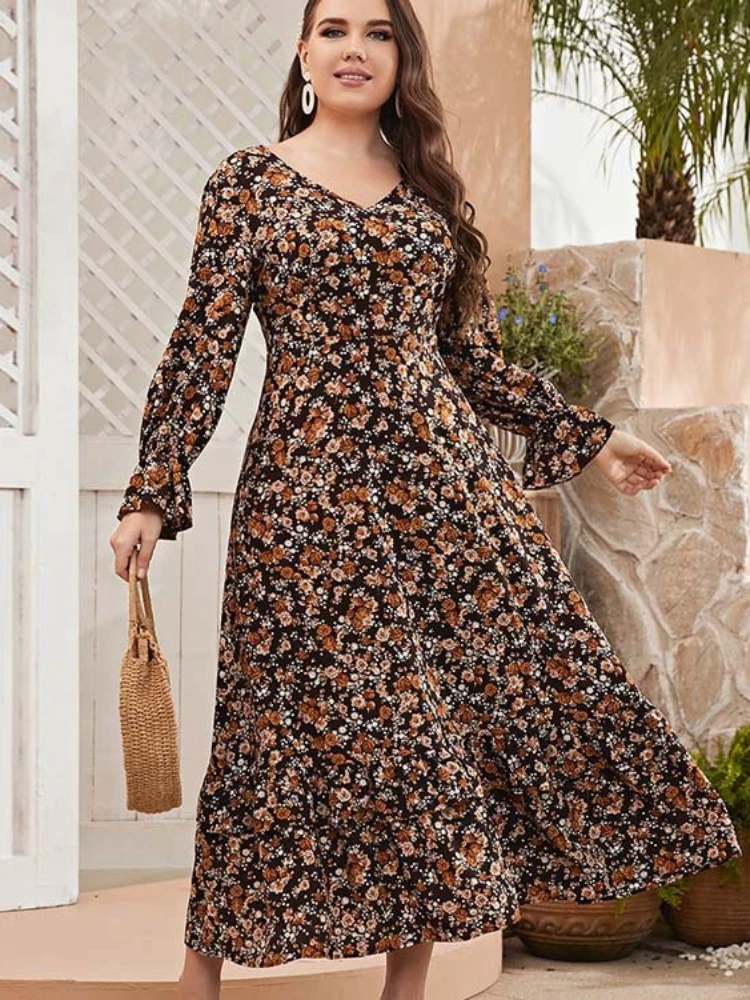 

Jalabiya Women Casual Elegant Maxi Dress Dubai Turkish Kaftan Abaya Eid Muslim Floral Print Party Dresses Ramadan Abayas