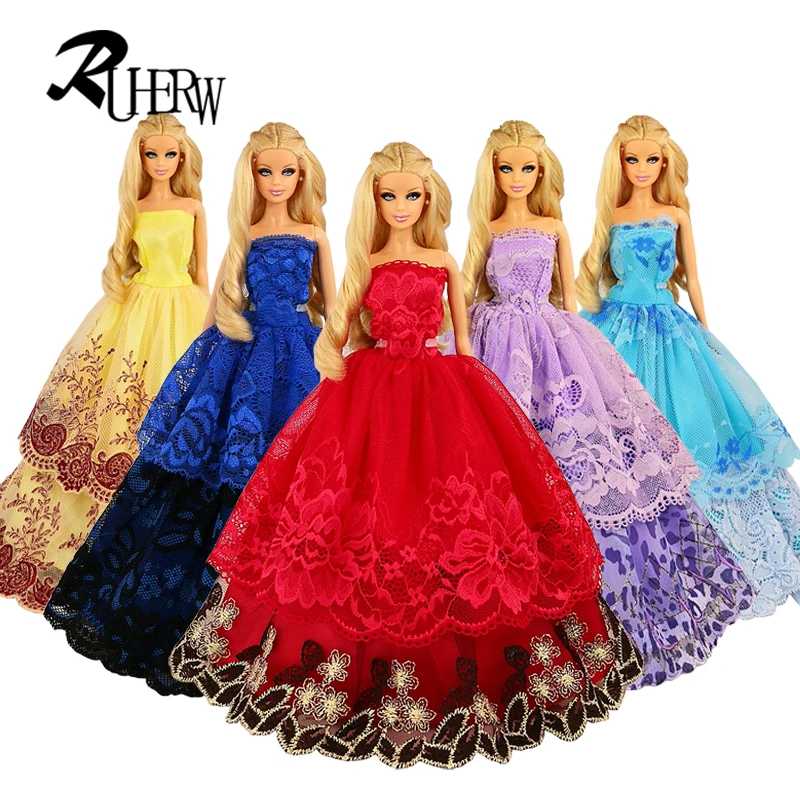 RUHERW 2026 New Rose red half lace Dress For 11.5 in-ch Female super model doll Fashion Double layered lace coat 1/6 doll clothing accessories