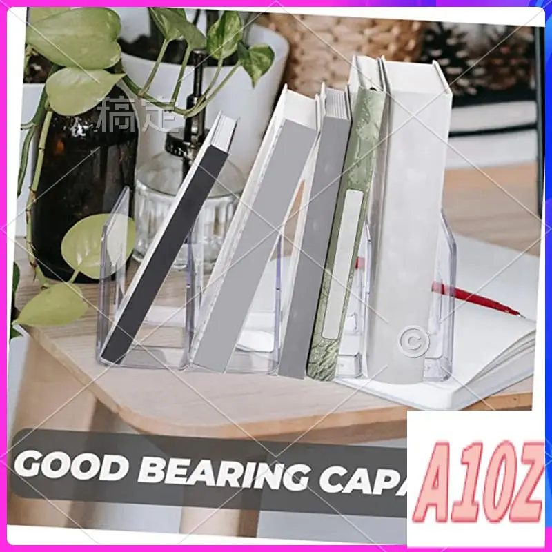 0Z-Bookends Folder Holder Acrylic Bookend Folder For Desk Accessories Office Folders File Sorting Plastic Bookshelf File Holder