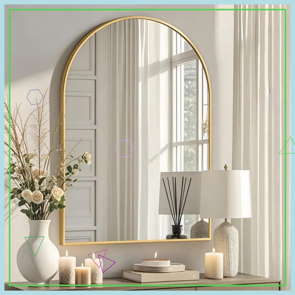 

24x36 Arched Wall Mirror, Gold Metal Frame for Bathroom Vanity, Bedroom Decor, Entryway Living Room
