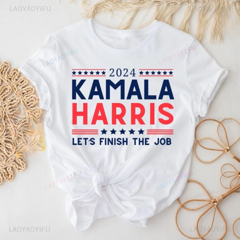 2024 Kamala Harris Let's Finish The Job High Quality TShirt President Kamala Harris 2024 Shirt Kamala Rally Unisex Shirt Tops