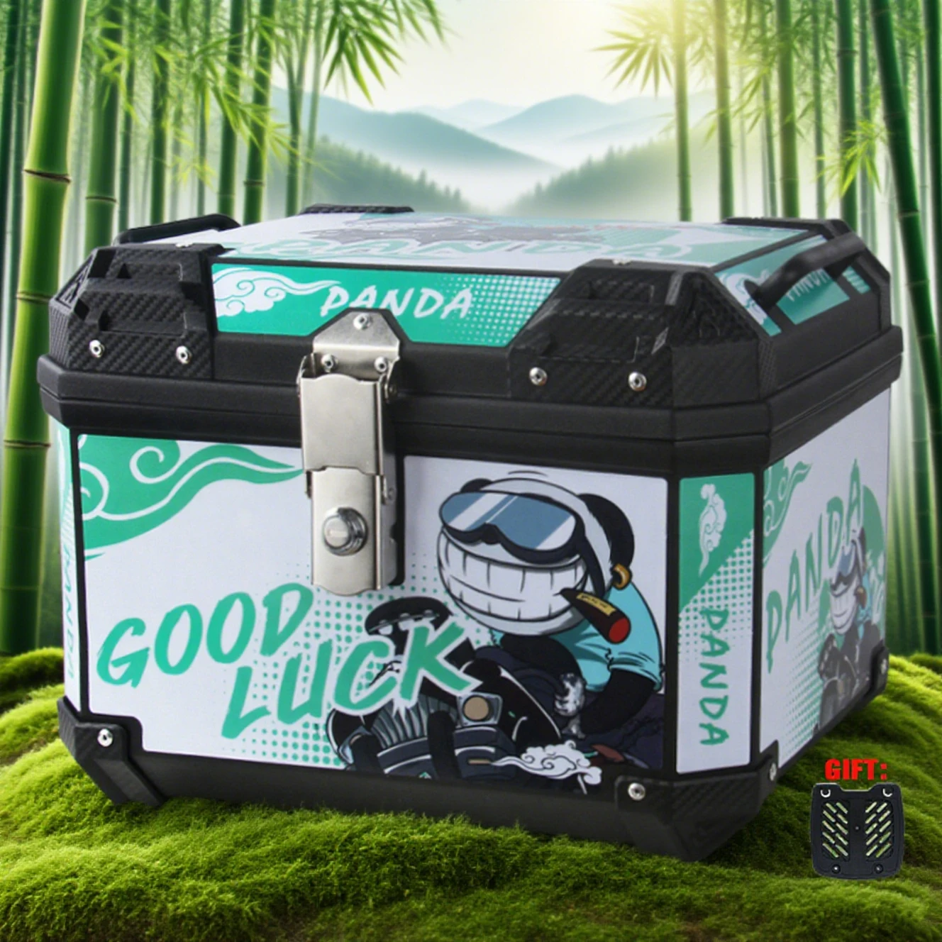 

Motorcycle Tail Box Top Case Lockable Helmet Luggage Storage Rear Tour Box With Reflective Design Waterproof Storage Carrier