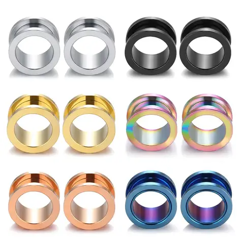 2pcs Hollow Out Flesh Ear Plugs and Tunnels Ear Gauges Piercing Oreja Jewelry Stainless Steel Ear Stretchers Expander 3mm-25mm