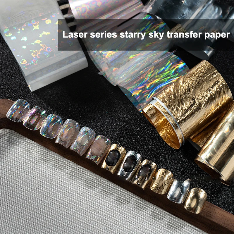 6/10 Rollen Laser Starry Sky Transferfolien Aurora Glas Papierfolie Nagelaufkleber für Gel & Cat Eye Polish Transfer Aufkleber DIY Nai