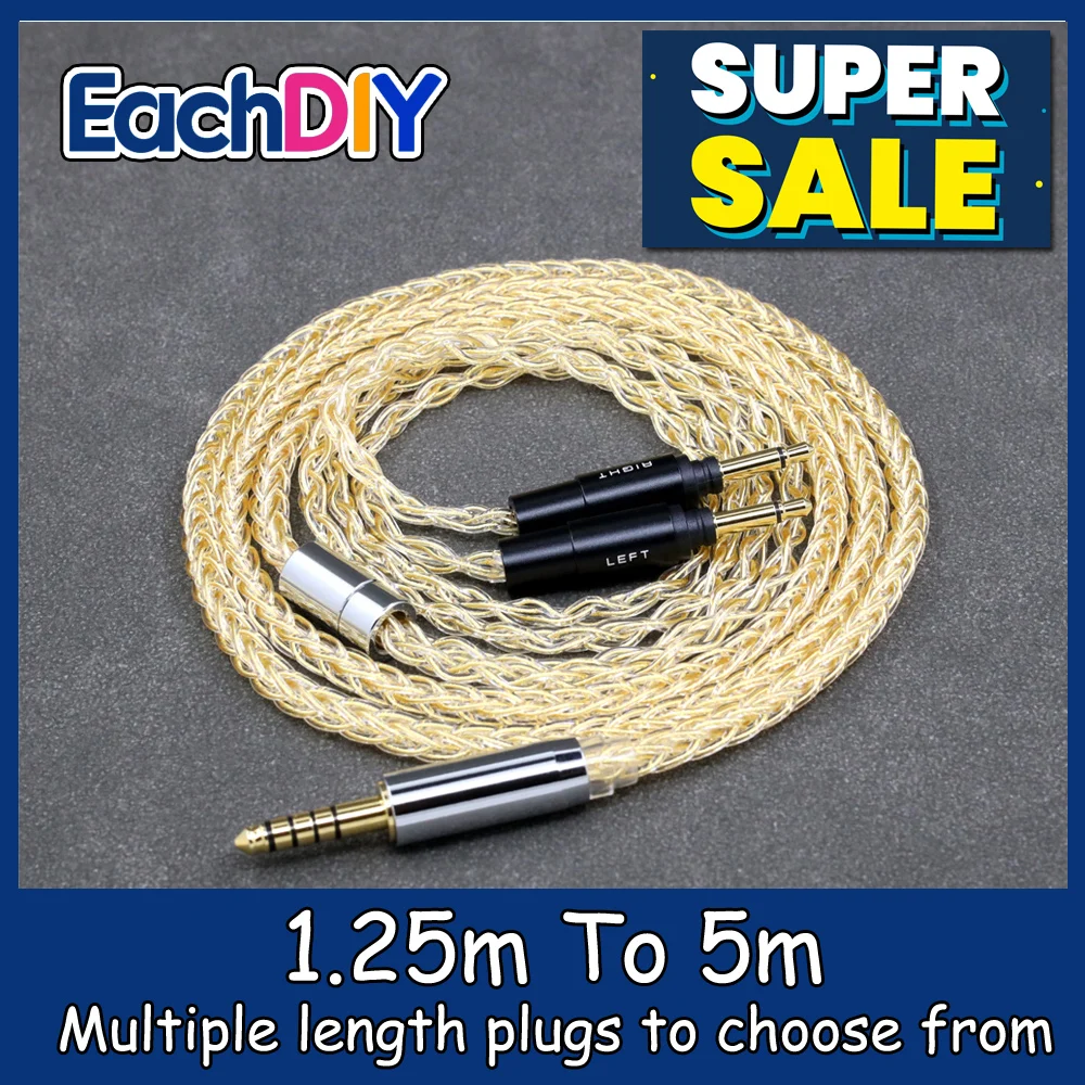 8 Core 99% 7n Pure Silver 24k Gold Plated Earphone Cable For Yamaha YH-5000SE YH-4000 YH-C3 Headphone Orignal Type Plug LN008804