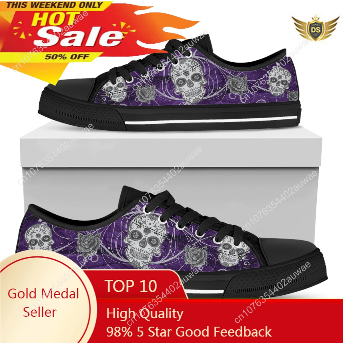 

Rose Sugar Skull New Sneaker Woman's Autumn Lace-up Black Shoe Soft Sole Canvas Shoes Breathable Student Casual Shoe Female