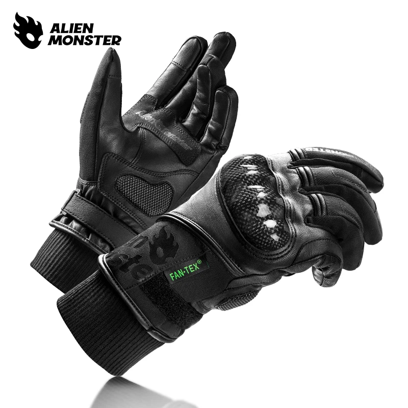 

ALIEN MONSTER Turbine Gloves Winter Motorcycle Carbon Fiber Leather Locomotive Equipment Men Riding Windproof Waterproof Warm