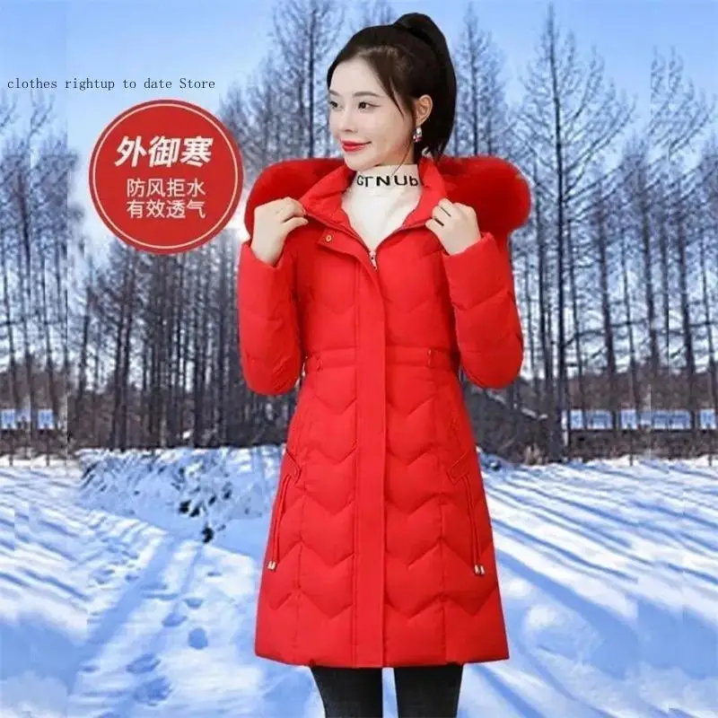 Thick Loose Large Size Padded Jacket Winter Down Cotton Parkas Women's Long Faux Fur Collar Padded Jacket - view 5