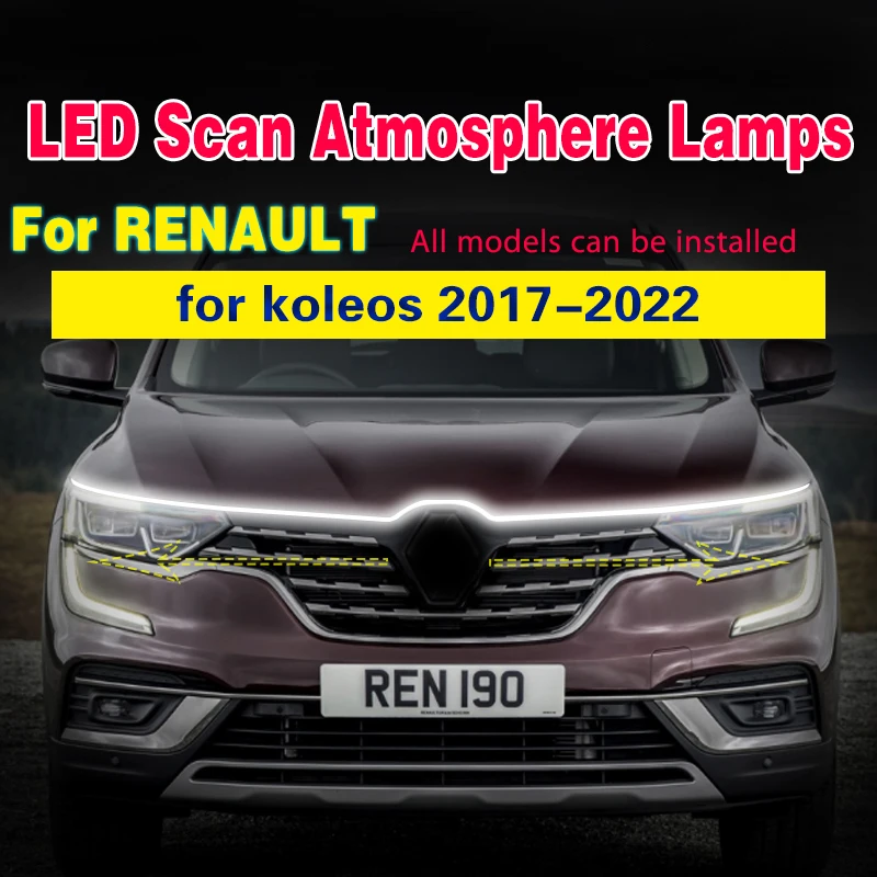 Car Flashing DRL For Renault koleos 2017-2022 LED Daytime Running Light Fog lamp With Start Scan Decorative Lamp Light Strip 12V