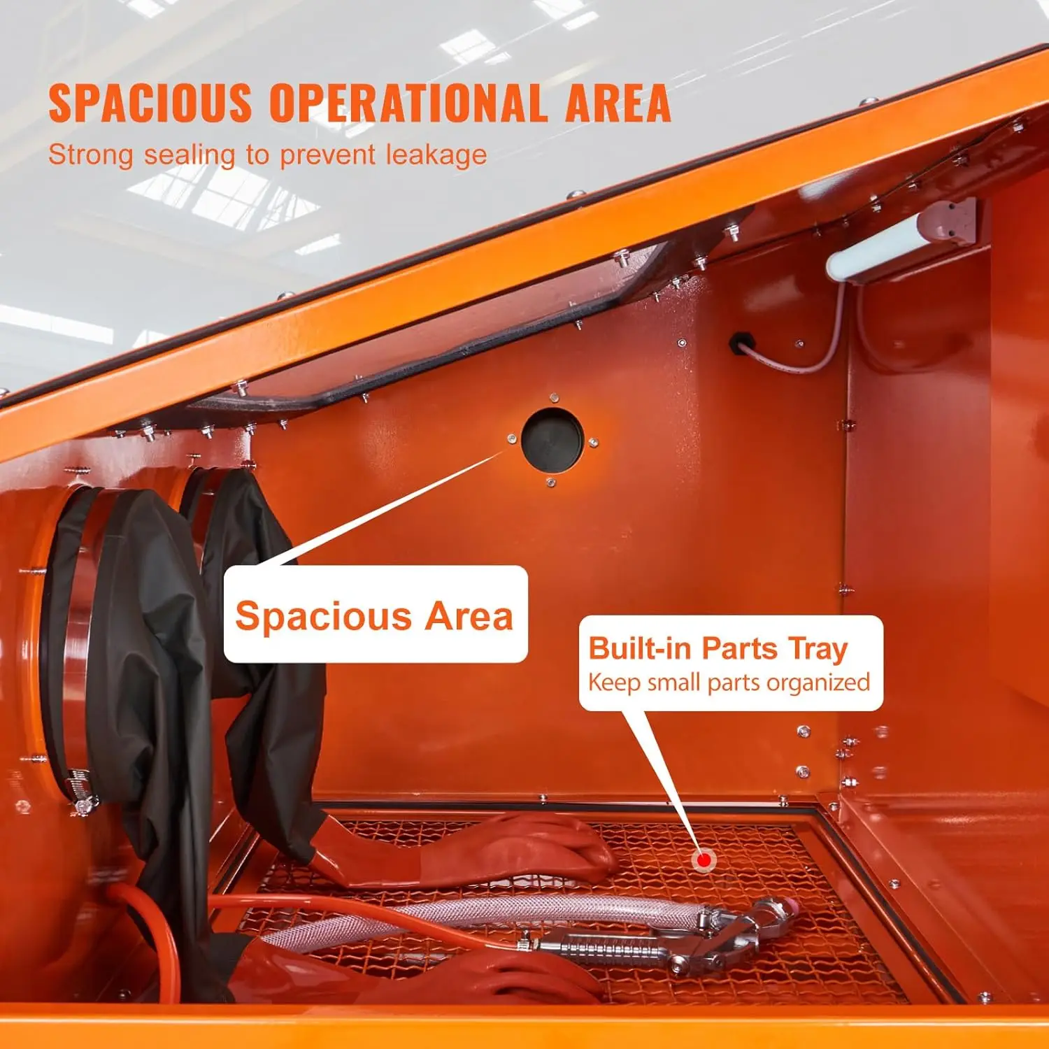 Blasting Cabinet with Stand,  Gallon Sandblasting Cabinet, 40-120PSI Sand Heavy Duty Steel Sand Blaster with Blasting view 4