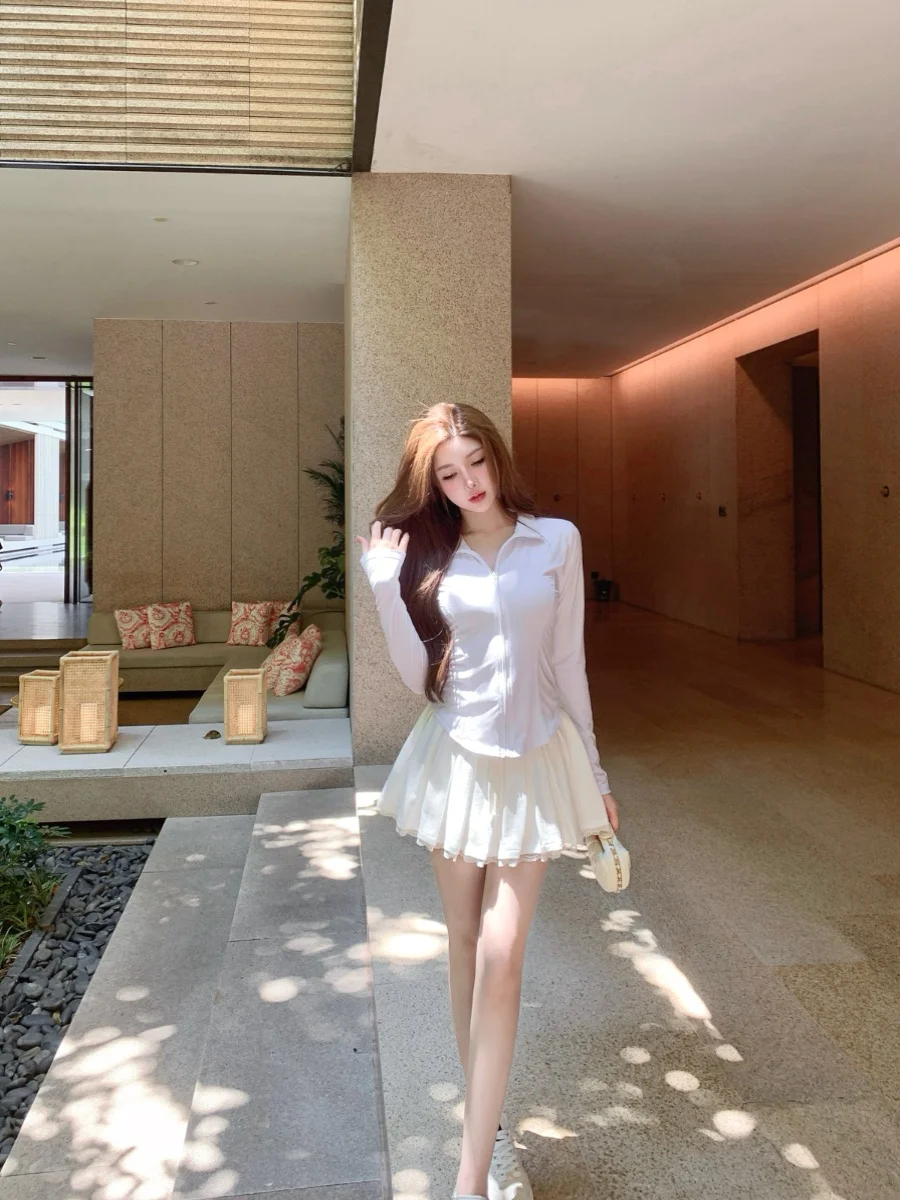 

JUNSTUDIO Ice Cool: Дышащий облегающий спортивный топ-кардиган для йоги с защитой от солнца и эффектом ледяного охлаждения для женщин