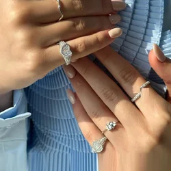 Geometric Heart Tear Drop Shaped Full Paved CZ Little Pinky Finger Jewelry Open #4 Cute Lovely Rings For Women Girl